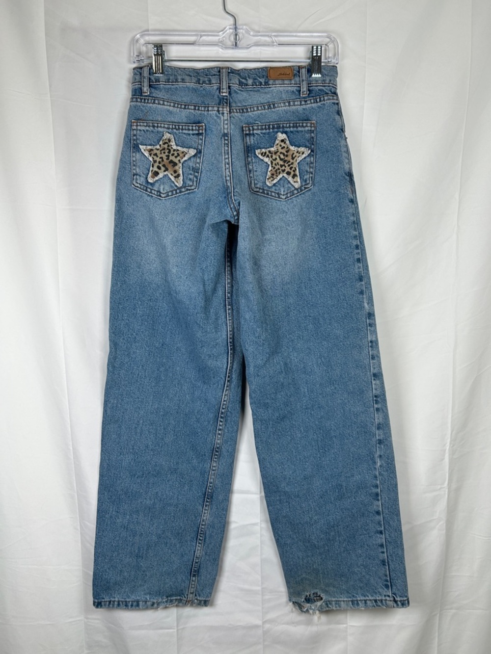 Subdued Low Waist Baggy Wide Leg Jeans Women’s US 2 Blue Distressed Ripped